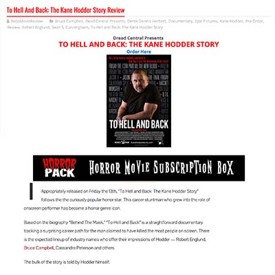 TO HELL AND BACK: THE KANE HODDER STORY Review
